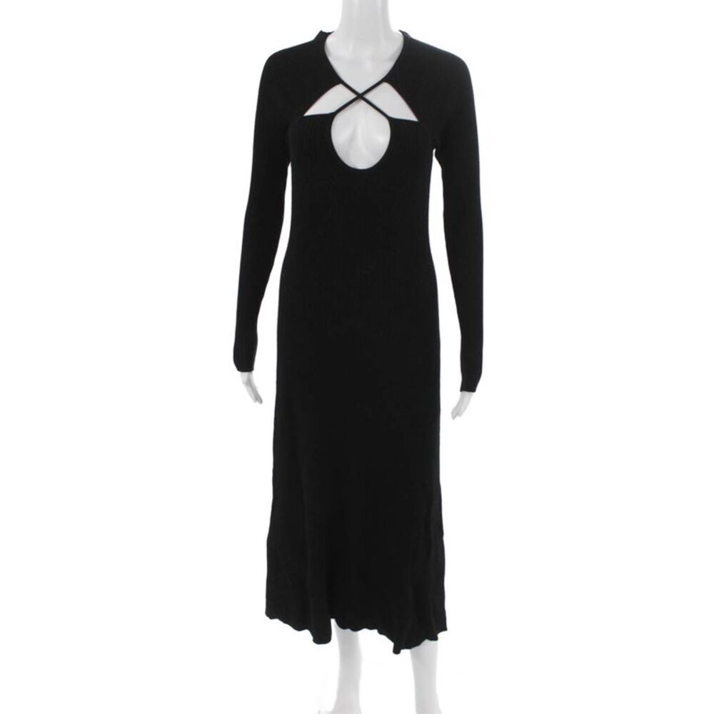 Ninety Percent Women Sweater Dress Black Halter Long Sleeve Size L